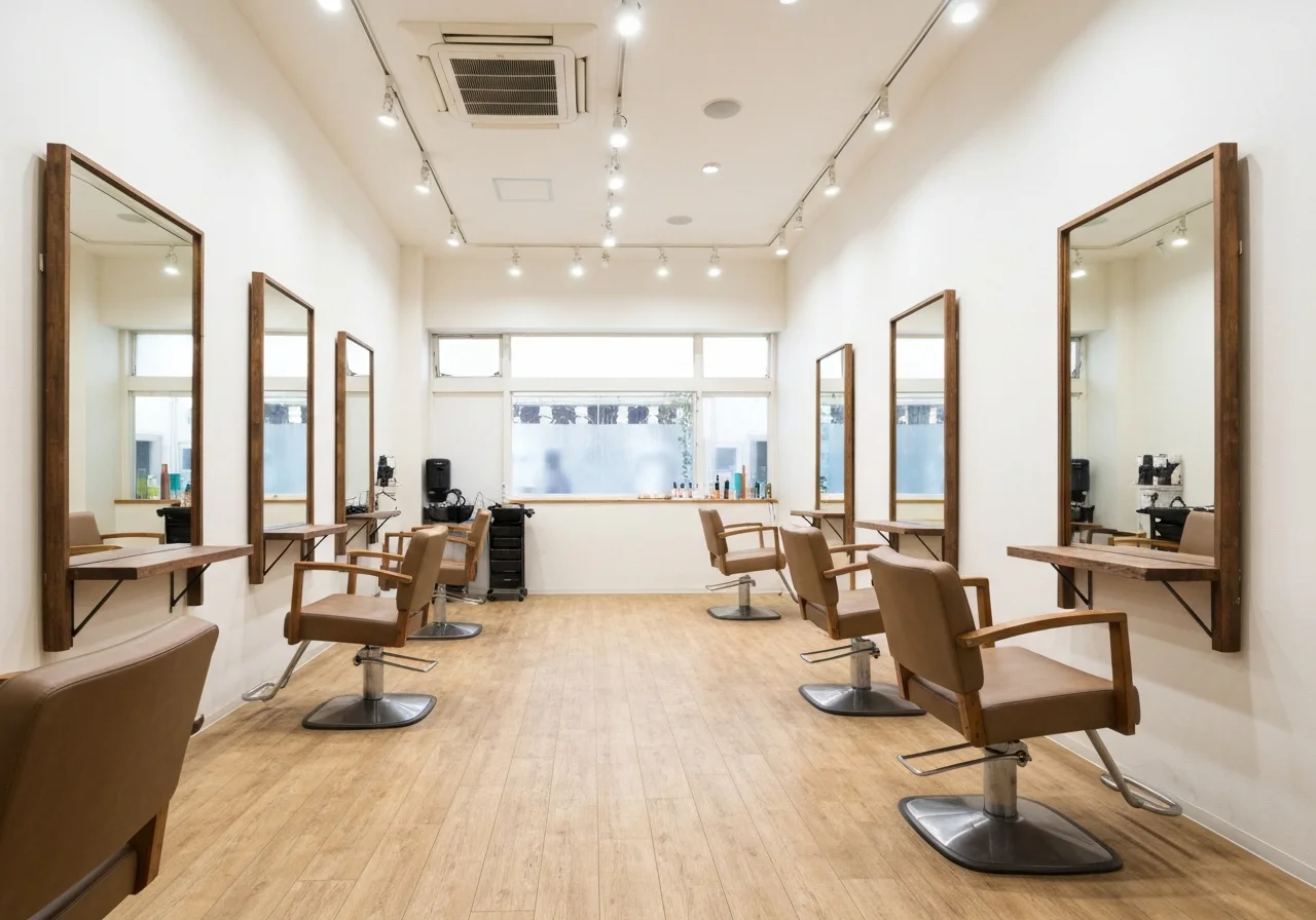 A quiet space around the shampoo station with gentle light streaming in, a corner of the salon where each person can relax in peace